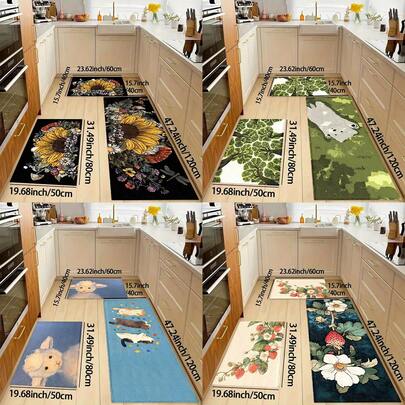 1 pièce Décoration pour la maison, Tapis de fausse fourrure de mouton en TPR, motifs adorables d'animaux, de chats, floraux; Revêtement de sol doux, durable et lavable en machine pour l'entrée, le porche, le salon, la salle de bain, la chambre, la salle de jeux, la buanderie, la décoration de dortoir