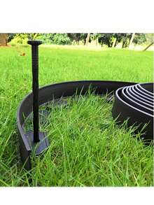 PE Material No-Dig Garden Edging Kit, 16.4 Ft Black Landscape Border, 2-Inch Height, Durable & Easy To Install, With 15 Anchoring Stakes, For Flower Beds, Tree Rings & Walkways - Multicolor - View 2