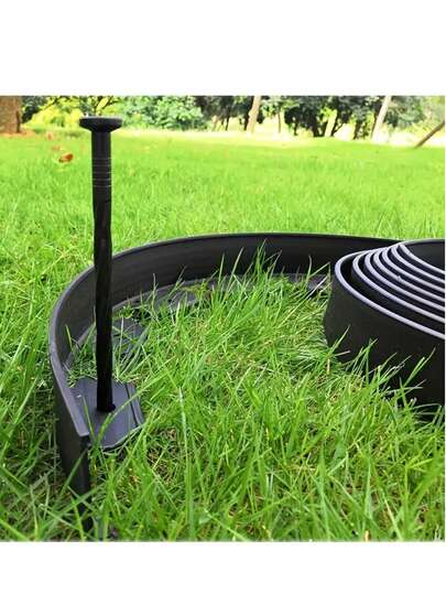 PE Material No-Dig Garden Edging Kit, 16.4 Ft Black Landscape Border, 2-Inch Height, Durable & Easy To Install, With 15 Anchoring Stakes, For Flower Beds, Tree Rings & Walkways