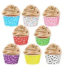 50pcs Polka Dot Paper Cupcake Cups - Heat Resistant, Oil-Proof Baking Cups Suitable For Cupcakes And Desserts, Great For Christmas, Halloween, Easter And Thanksgiving Holidays