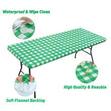 1 pieza Mantel rectangular a cuadros revestido de vinilo, mantel de vinilo con respaldo de franela que se limpia fácilmente, apto para camping, interiores y exteriores