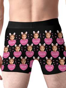 Calzoncillos personalizados para hombres - Ropa interior larga personalizada con foto del rostro - Graciosos, lindos, adorables y únicos calzoncillos tipo bóxer personalizados con rostro - Regalos personalizados perfectos para novio, esposo o él - Ideal para el Día de San Valentín, aniversario, cumpleaños, boda, Navidad u otras festividades - Diseño acogedor, colorido y sobrio - 1 pieza de ropa interior personalizada para hombres y mujeres - Regalos únicos personalizados para él, novio, esposo, amigos y familiares