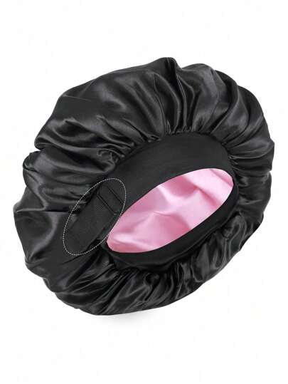Verstellbare doppellagige Satin Schlafmütze, Seide Schlafhaube, umkehrbar, leichte Haarpflege Kappe, bequem die ganze Nacht, passt zur Kopfform, geeignet für langes, lockiges oder geflochtenes Haar, modisch & bequem, unisex Haarpflege in der Nacht