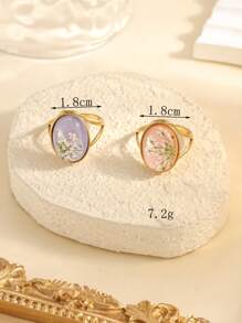 2pcs/Set Stainless Steel Fashion Elegant Golden Yellow Ring Set, Unique Natural Flower Design, Suitable For Women Everyday Wear Or Gift