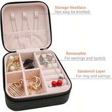 1pc Portable Jewelry Storage Box, Travel Earring Necklace Ring Box, Simple Jewelry Storage Box. - View 3