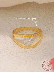 1pc S925 Sterling Silver Customized Carved Ring, Jewelry Gift, Engagement Ring, Suitable For Daily Wear, Birthday, Anniversary, Mother's Day