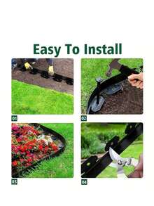 PE Material No-Dig Garden Edging Kit, 16.4 Ft Black Landscape Border, 2-Inch Height, Durable & Easy To Install, With 15 Anchoring Stakes, For Flower Beds, Tree Rings & Walkways - Multicolor - View 8