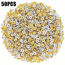 50/100Pcs 8mm Silver/Gold Rhinestone Rondelle Spacer Beads For Jewelry, Bracelets, Necklaces, Hair Crafts & Parties - Multicolor - View 9