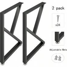 Metal Table Legs 28 Inch Height X 17.7 Inch Wide With Adjustable Protector Feet, Heavy Duty Metal Furniture Legs For Coffee Table, Cocktail Table, Square Tube Leg (Bear Up To 800lb), Gold, Set Of 2 - K-shape - View 3