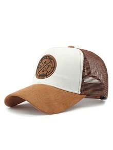 1pc Fashionable Suede Men Hip Hop Cap, Adjustable Unisex Lovers Baseball Cap Snapback Hat For Spring, Autumn Outdoor Travel, Beach Party, Casual, Street Wear. Gradient Letter Design, Polyester Mesh Patchwork, Embroidery Decor,Summer,Holiday,Festival - A - View 12