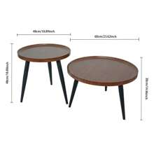 2pcs Modern Minimalist Round Wooden Coffee Tables, Practical And Durable