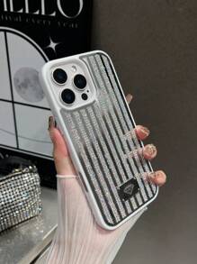 1pc Multicolor Mirror Rhinestone Inlaid Chain Design Cell Phone Case With Skin-Friendly & Comfortable Feel, Applicable For IPhone 16