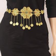 1pc Rhinestone Floral & Coin Waist Chain, Slimming & Versatile Body Chain For Bikini, Sexy Waist Decor - Waist Chain - View 1