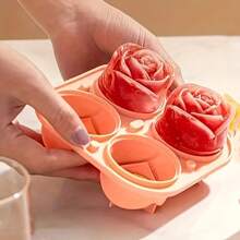 1pc Pink Mini Rose Ice Tray Ice Ball Silicone Mold, DIY Ice Cream Mold, Suitable For Summer Home Kitchen