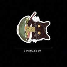 3-Inch "Cat In Glasses Eating Noodles Sticker - Fun And Cute Vinyl Sticker For Laptops, Notebooks, Water Bottles, Study Desks, Personal Spaces, And Cat Lover Corners | Great For Cat Enthusiasts, Foodies, Students, And Humor Fans | Perfect Gift For Friends, Family, And Colleagues | Fun Sticker For Cats, Food, And Whimsical Humor"