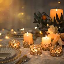 Set Of 10/4/1 Silver & Gold Crystal Candle Holders, Perfect For Elegant Dining Table Centerpieces, Weddings, Parties And Creative Gifts, Suitable For Decorating Christmas, Halloween And Other Holidays