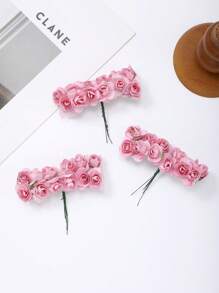 3 lots de roses miniatures artificielles en papier de couleurs mélangées, fleurs artisanales petites pour artisanat, fleurs miniatures pour bouquet de mariage. Fleurs en papier miniatures avec tiges pour artisanat DIY, scrapbooking et embellissement