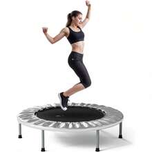 36''/ 38'' Foldable Fitness Trampoline - Max Load 170lbs/220lbs, Rebounder With Adjustable Foam Handle Indoor/Outdoor Fitness Body Exercise - Silvery - View 1