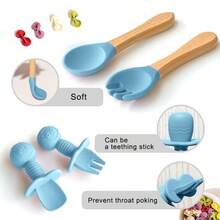 9-Piece Baby Silicone Feeding Set – Divided Plate, Soft Spoon & Fork, Bib | Non-Slip & Drop-Proof | Weaning Essentials | Dishwasher Friendly | Daily Use - Multicolor - View 11