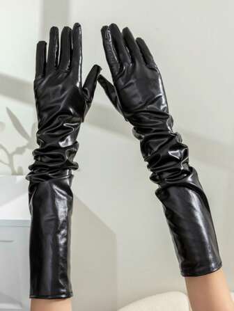 1 Pair Women's Fashion Shiny Long Gloves, Suitable For Party, Gathering, Performance And Outfit Matching