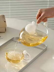 1pc Luxurious Glass Afternoon Tea Teapot, High-End Retro Fruit Tea/Flower Tea Teapot Set - Multicolor - View 6
