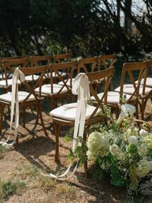 1/5/10Pcs Satin Wedding Chair Bows With Long Tails 43.3In Wedding Aisle Decorations Sashes With Ties White Chair Sashes Draping Ribbons Bows For Wedding Banquet Party Bridal Shower Events Paty Decoration