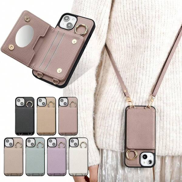 Apple Phone Case Lanyard Phone Case Phone Case Protector With Mirror Anti-Drop And Dirty Exclusive Design Fashion Phone Case Compatible With IPhone6/7/8/SE2/SE3/11/12/13/14/15/16 Pro, 16 Promax Waterproof Shockproof Scratch Resistant