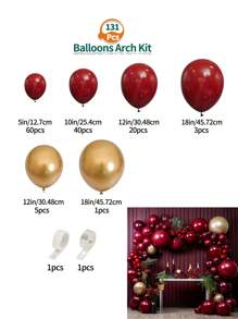 Kit de arco de balões vermelho e dourado com 131 peças, adequado para decoração em casamentos, Dia dos Namorados, pedidos de casamento, aniversários, Dia das Mães, festas de revelação de gênero, chás de panela, etc.