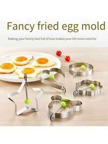 1pc /4pcsStainless Steel Egg Ring Set - Multi Functional Pancake And Fry Egg Mold For Creating Perfect Shapes, Including Star, Circle, Heart, And Flower Designs - Ideal Kitchen Tool - Multicolor - View 10