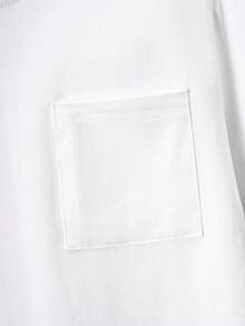 Młodzieżowa/dziecięca klasyczna prosta biała koszulka z krótkim rękawem i kieszeniami, odpowiednia na co dzień i na święta - Biały - Zobacz 6