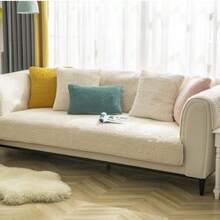 Heikoeco®Samt Sofaschoner Rutschfest 1 2 3 4 Sitzer, L Form Sofaüberwurfe, Sofadecken Für Sitzfläche, Ultra Weicher Sofaschoner - Beige 90*180cm - View 2