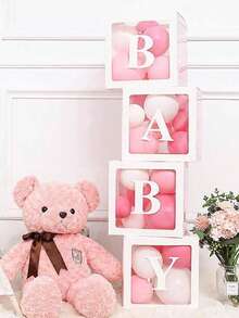 4 Pieces, Multiple Colors, Baby Box With Letters, Transparent Decorative Block Box For Displaying Gender, Transparent Balloon Box Background Suitable For Baby Showers And Birthday Parties - Multicolor - View 11