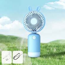 1PC draagbare cartoon USB mini-ventilator, mini oplaadbare draagbare cartoon konijnenorenventilator, kan worden gebruikt om af te koelen in de zomer