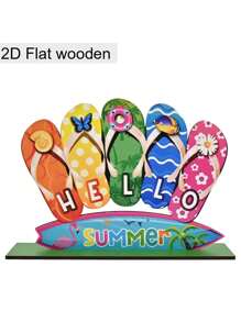 5pcs/1pc Hello Summer Watermelon Theme Desktop Decorations Signs And Plaques, Summer Wooden Signs, Home Office Decorations, Holiday Party Decorations, Craft Decorations, Summer Decorations, Holiday Gifts