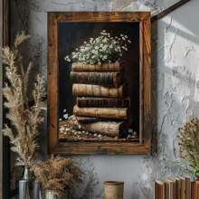 1pc/3PCS Wall Arts Posters Animals Botanical Antique Dark Academy Wind Bookstore Owl And Flower Books Illustration Poster Canvas Painting Wall Art Painting Home Library Decoration Frameless/Framed Canvas Art