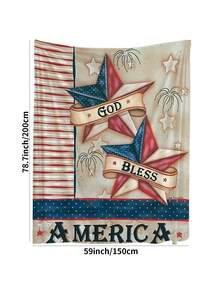 1 pieza Manta de peluche con estampado del Día de la Independencia, regalo del Día de la Independencia, manta suave y cómoda para la siesta, el aire acondicionado, regalo del Día de la Madre, picnic, camping, viaje, coche, decoración del hogar, regalo festivo
