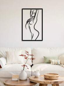 1PC Living Room Wall Art ,Abstract Female Outline Iron Wall Hanging Black