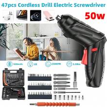 47PCS Screwdriver Rechargeable Kit Cordless Drill Drill Driver Bits Set