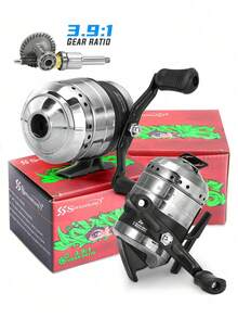 SOUGAYILANG 1Pc Fishing Reel 3.9:1 Gear Ratio,Stainless Steel Bullet Reel,Right&Left Handle Interchangeable,All-In-One Fishing Reel For Beginners,Perfect Choice For Freshwater And Saltwater Fishing - Silver - View 3
