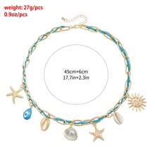 1 pièce Collier léger de style bohème avec éléments d'étoile de mer et de coquille, chaîne de clavicule de luxe