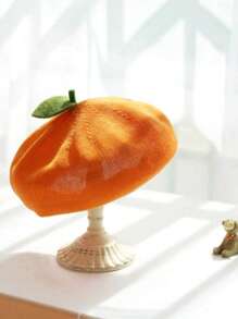 1 pieza Boina de artista hecha a mano con decoración de brotes de frijol, estilo de fruta delgada y transpirable, adecuada para regalos, fiestas de Halloween, uso diario, primavera/verano