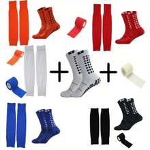 3pcs Set Sport Socks With Cushioning, Athletic Compression Socks And Sport Bandage, Suitable For Matches And Training - Multicolor - View 1