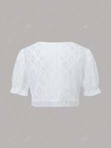Summer Outfits For Women Hollow Lace Short Cardigan, Elegant Bubble Short Sleeve Cardigan, Women's Clothing