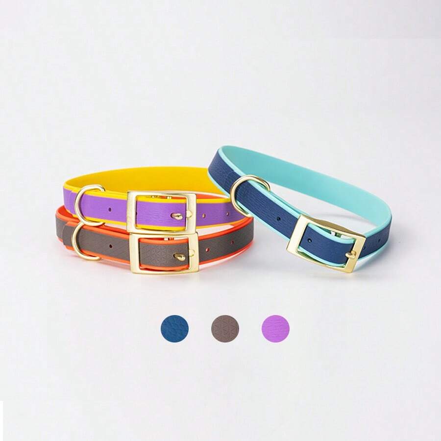 New Adjustable Two-Tone Pet Collar, Convenient For Owner's Leash Control. Made Of Durable Plastic Material With Water-Resistant And Wear-Resistant Properties, Suitable For Pet Daily Activities. - Blue - View 1