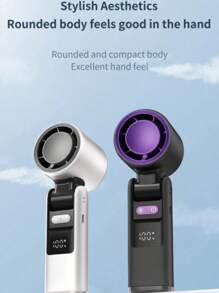 1pc Digital Display Foldable Lce Cooling Fan USB Rechargeable 100 High Speed Mini Fan Hand Held Fanportable Fan