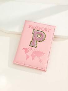 Capa Para Passaporte Com Letras De A A Z, Porta-Passaporte De Viagem Com Estampa De Mapa, Pasta Para Passaporte Rosa, Carteira Para Passaporte Para Viagens De Negócios