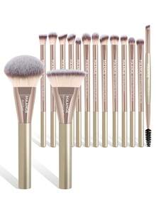 MAANGE 15pcs Professional Soft Long Aluminum Tube Makeup Brush Set,Eyelash Brush,Eyeshadow Brush, Eyebrow Brush, Blending Brush,Lip Brush,Highlight Brush,Concealer Brush,Makeup Brush For Powder Liquid Cream,For Daily Use And Travel,Makeup Accessories Gifts For Friends ﻿ ﻿ ﻿ ﻿ ﻿ - 金色 - 查看 10