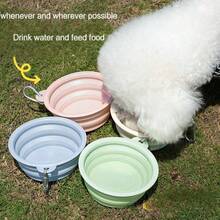 350ml Macaron Color Pet Portable Foldable Bowl, Dog Water Bowl, Cat Food Bowl, Travel Bowl With Carabiner - Multicolor - View 11
