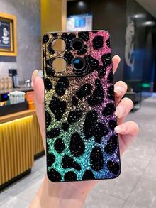 1pc Colorful Leopard Print UV Printed Anti-Drop Phone Case Compatible With Apple, /Galaxy, Infinix, Redmi, OPPO, VIVO, Realme Waterproof Shockproof Scratch Resistant - Black - View 4