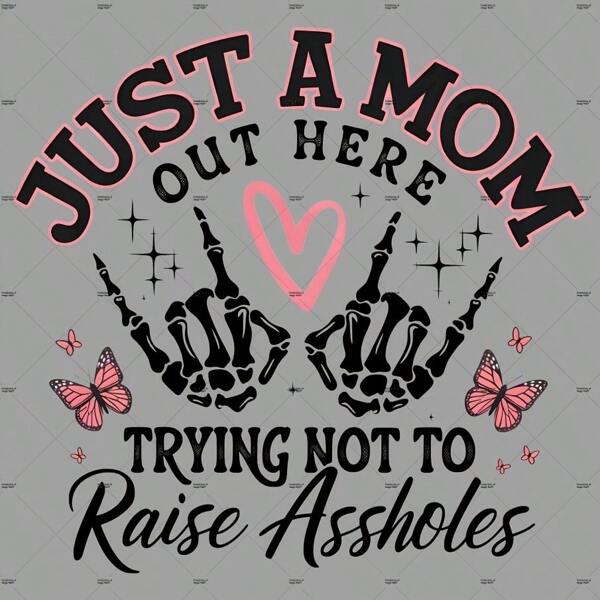 1pc/2pcs/3pcs Funny Mom Just A Mom Patches Pattern Iron On Transfer Stickers For T-Shirts Sweatshirts Jeans Bag Clothing Accessories Masks Jeans And Backpacks Hats Pillows - Washable And Long-Lasting